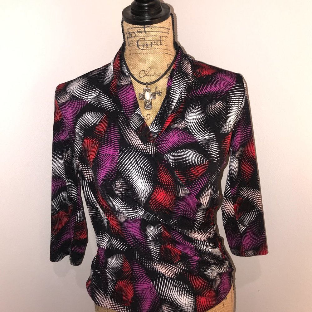 Vince Camuto Multi Color Design Front Wrap Top - image 2